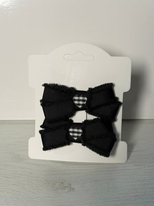 Black Bow with Gingham Heart