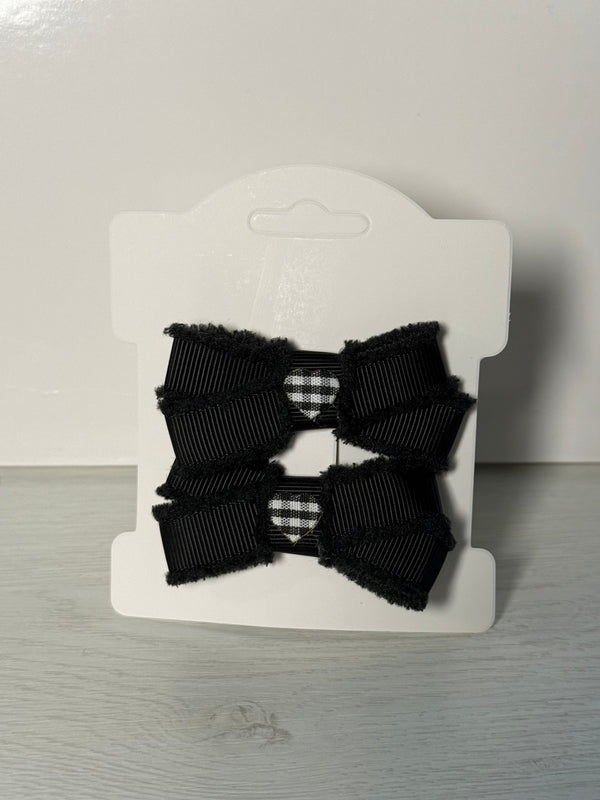 Black Bow with Gingham Heart