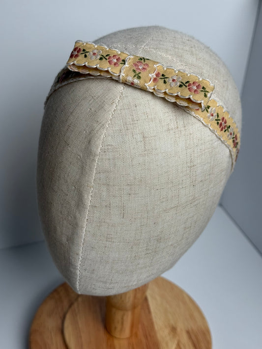 Gold Floral Embroidered Headband