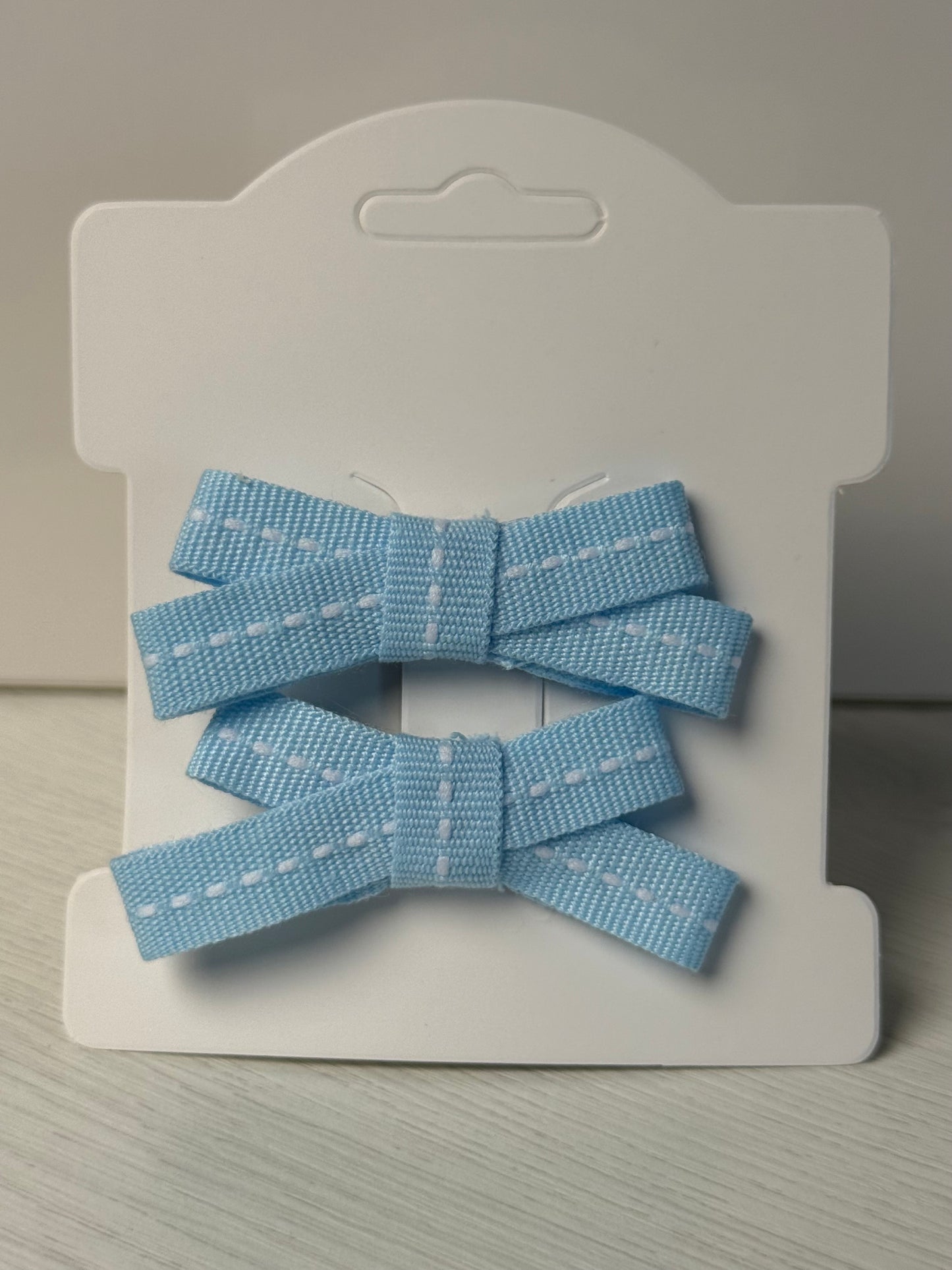 Blue Stitched Ribbon Bows
