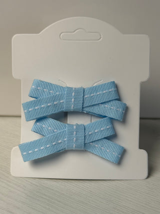 Blue Stitched Ribbon Bows