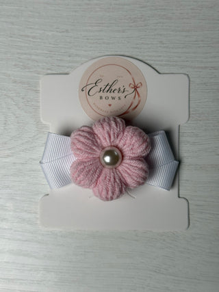 Pink Flower Pearl Hair Bow