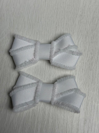 White Grosgrain Hair Bow Set