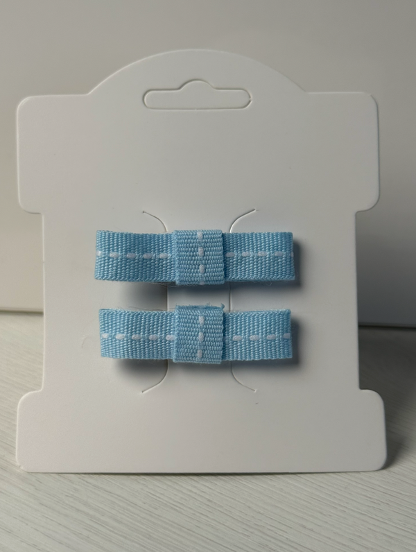 Blue Stitched Straight Bows