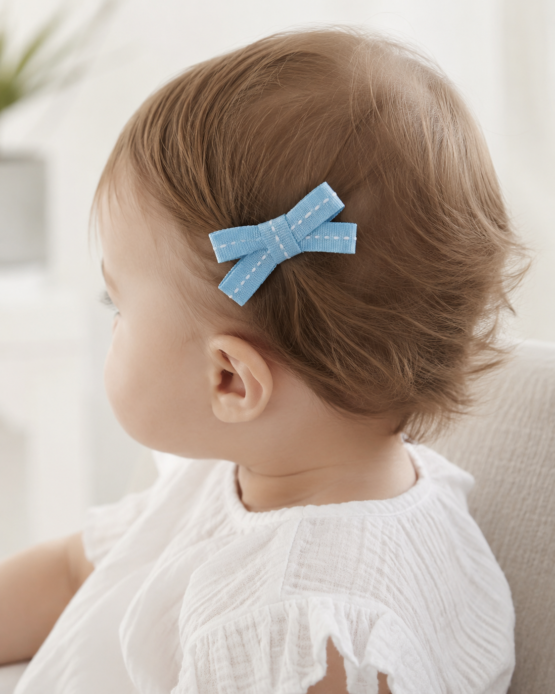 Blue Stitched Ribbon Bows